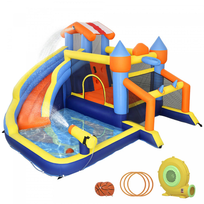Chateau Gonflable Qaba avec Toboggan, Piscine/Piscine a Balles pour Interieur et Exterieur