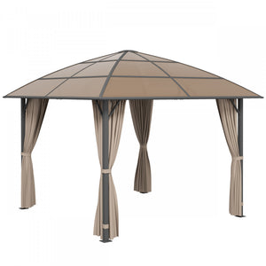Outsunny Tonnelle A Toit Rigide 10 X 10 Pi En Polycarbonate Uv60+, Kaki
