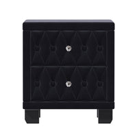 Sophia Table de Nuit Elegante en Velours avec Tiroirs et Design Capitonne, Noir