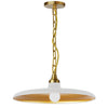 Luminaire suspendu Quentin de Dainolite avec abat-jour blanc mat et doré, fini laiton vieilli et 1 ampoule