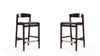 Tabouret de comptoir en bois rembourre style Klismos mi-siecle moderne noir - Lot de 2