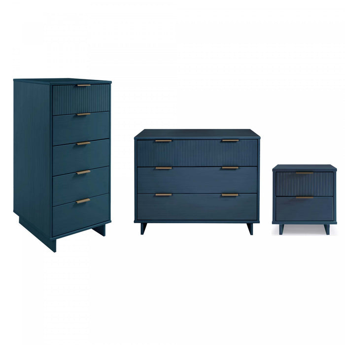 Ensemble de commode 3 pieces Granville Modern en bleu minuit