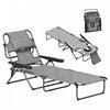 Outsunny Chaise Longue Pliante Avec Dossier Inclinable, Gris Melange