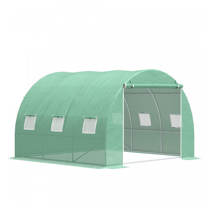Outsunny Grande Serre De 10' X 10', Porte A Fermeture Eclair, Vert