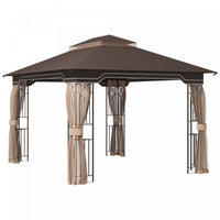 Outsunny Auvent Exterieur De Tonnelle De Patio 12' X 10', Filets