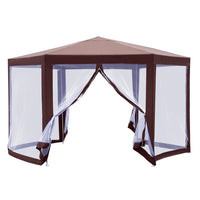 Outsunny 13' X 11' Hexagonal Garden Gazebo Patio Party Outdoor Canopy Tent Sun Shelter Moustiquaire
