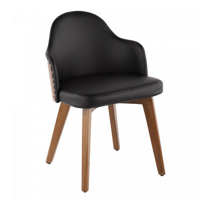 LumiSource Ahoy Faux Leather Mid-Century Dining Chair - Walnut/Black|Chaise de salle à manger de style du milieu du 20e siècle Ahoy en similicuir - noyer et noir