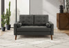 Causeuse Rembourre, 58\" L, Tissu Gris Fonce, Pieds En Bois De Noyer, Mid Century, Moderne