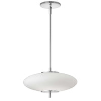 Luminaire suspendu Maddie de Dainolite en verre blanc opale, avec fini chromé poli et ampoule à DEL de 16 W