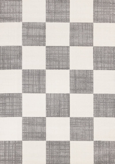 Covington Grey White Checkered Pattern Rug, 5'3" x 7'7" Indoor Area Rug | Tapis Covington a Carreaux Gris et Blanc, 5'3" x 7'7"