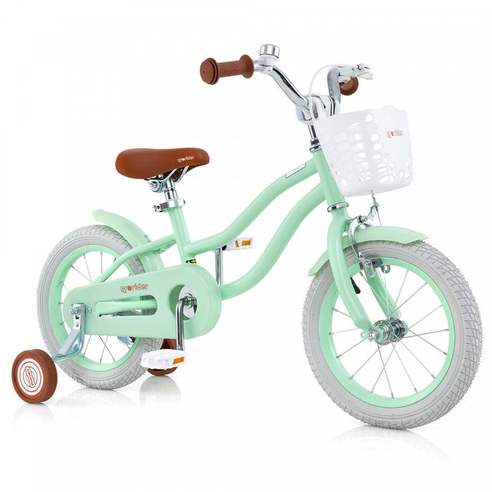 Prorider 14\" Velo Pour Enfants Avec Roues D'entrainement Amovibles Et Panier Pour 3-5 Ans Vert