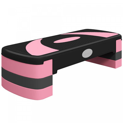 Soozier Adjustable Aerobic Stepper, Exercise Step Platform, Step Exercise Trainer, Workout Fitness Yoga Risers, 4"-6"-8", Pink