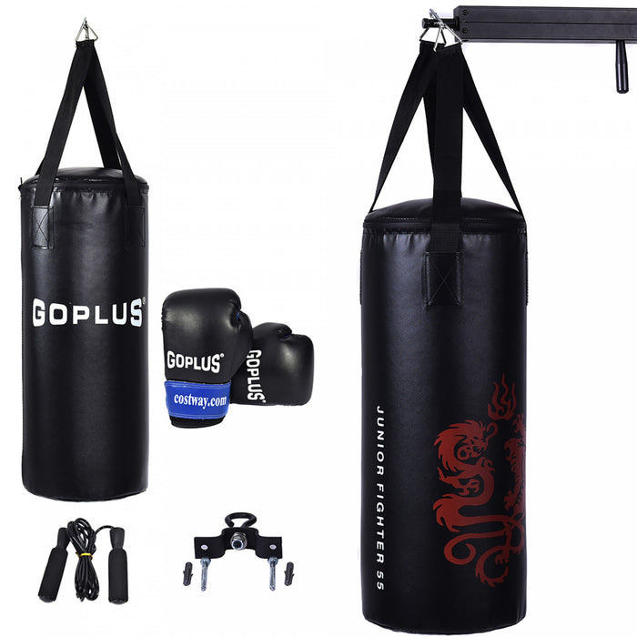 Sac De Sable 10 Kg Suspendus Pour Enfants Formation Avec Gants De Boxe Et Corde A Sauter Professionnelle，ensemble Complet De Boxe Pour Kick Boxing, Thai Boxe, Taekwondo,25x25x60cm