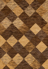 Tapis Florence a motif de losanges vieillis brun beige, 5'3\" x 7'5\"