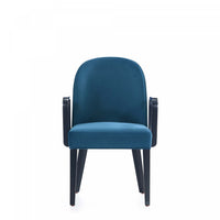 Fauteuil moderne en bois Hillman avec accoudoirs et revetement bleu