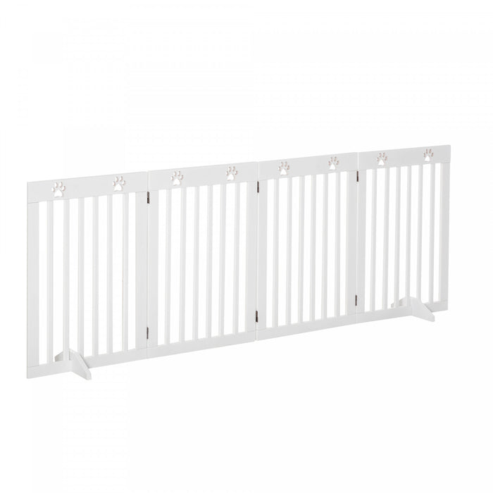 Pawhut Barriere De Securite Pliable Extra Large Pour Animal Domestique Avec 4 Pieds De Support Pour Escalier De Porte Blanc