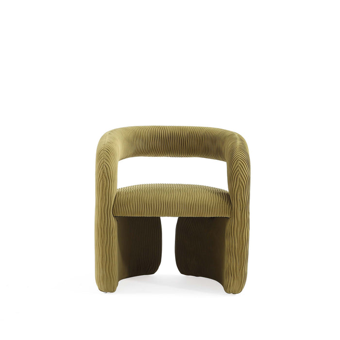 Fauteuil lounge Corvette style moderne du milieu du siecle en velours vert olive