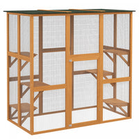 Pawhut Grand Enclos Exterieur Pour Chat, Terrasse En Bois Pour Chat Avec 6 Plates-formes Equilibrees