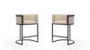 Tabouret de comptoir moderne du milieu du siecle en metal et tissu creme Cosmopolitan - Lot de 2