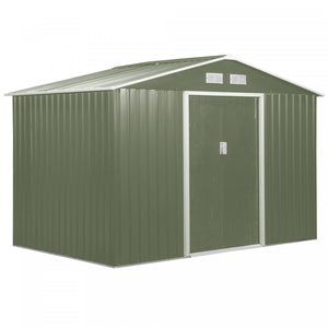 Outsunny Abri De Rangement En Metal 9' X 6', Maison A Outils De Jardin Avec Doubles Portes Coulissantes, 4 Bouches D'aeration Pour Jardin, Patio, Vert