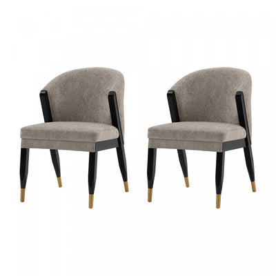Ola Modern Wood Chenille Dining Chair in Stone - Set of 2 | Chaise de salle a manger moderne Ola en bois et chenille coloris pierre - Lot de 2