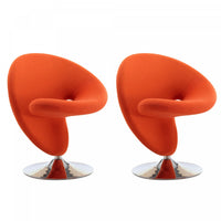 Fauteuil lounge pivotant moderne en laine melangee Curl, orange - Lot de 2