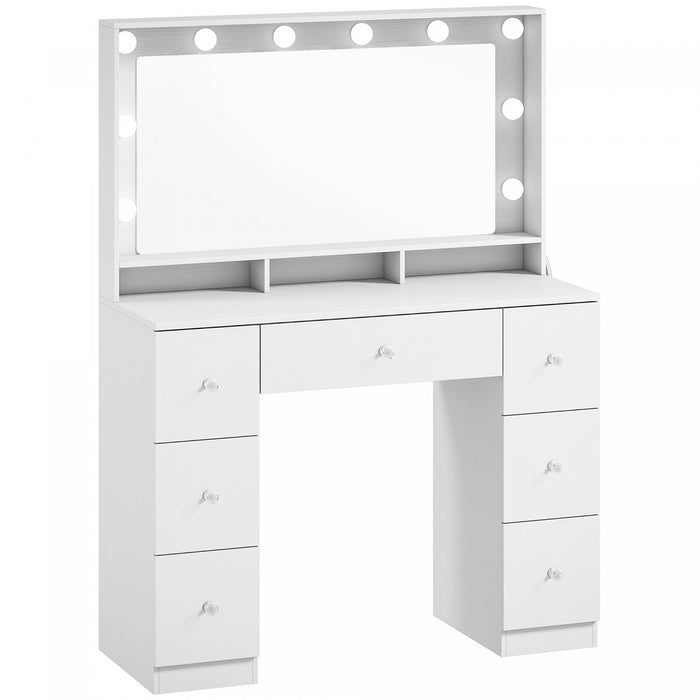 Coiffeuse HOMCOM avec Station de Charge, Blanc