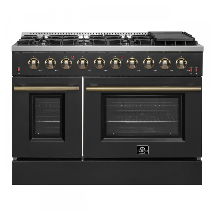 Cuisiniere a gaz Galiano de 48 po en noir, 6,58 pi³, doubles fours - FFSGS6244-48BLK