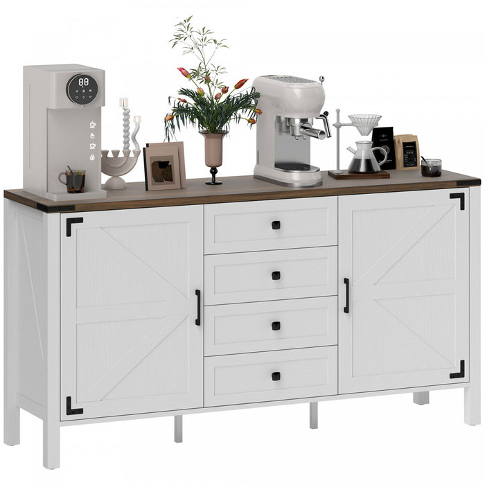 HOMCOM dBuffet e style ferme 59\" avec 2 portes de grange, blanc