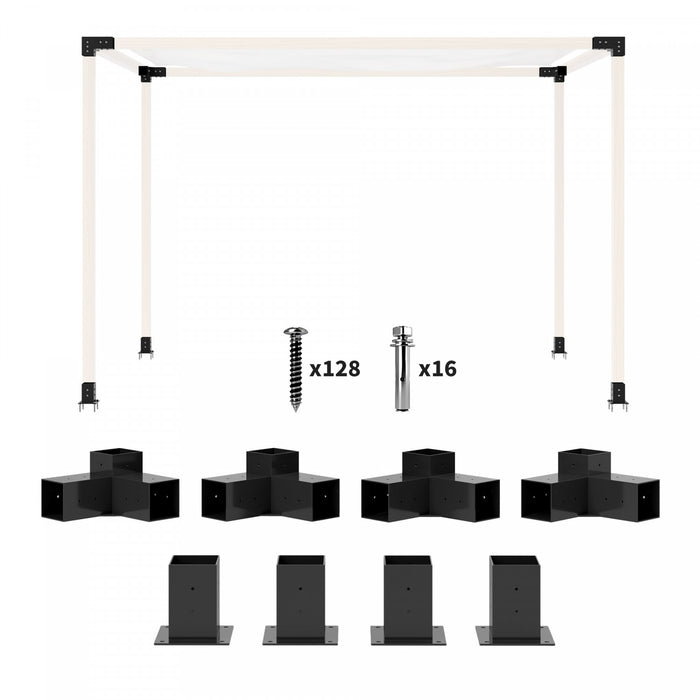 Outsunny 8pcs Kit de supports de pergola pour bois de 4x4\" (reel 3,6x3,6\")