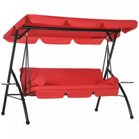 Outsunny Chaise Balancoire D'exterieur 3 Places Pour Terrasse, Lit Plat Convertible, Balancoire A Ba