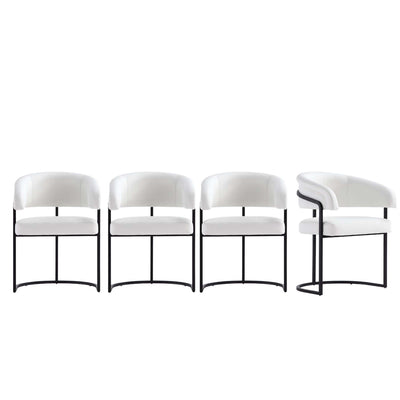 Augusta Modern Metal Vegan Leather Dining Chair in White - Set of 4 | Chaise de salle a manger Augusta moderne en metal et cuir vegetalien blanc - Lot de 4