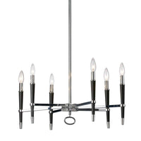 Lustre Langford de Dainolite avec fini chromé poli et 6 ampoules