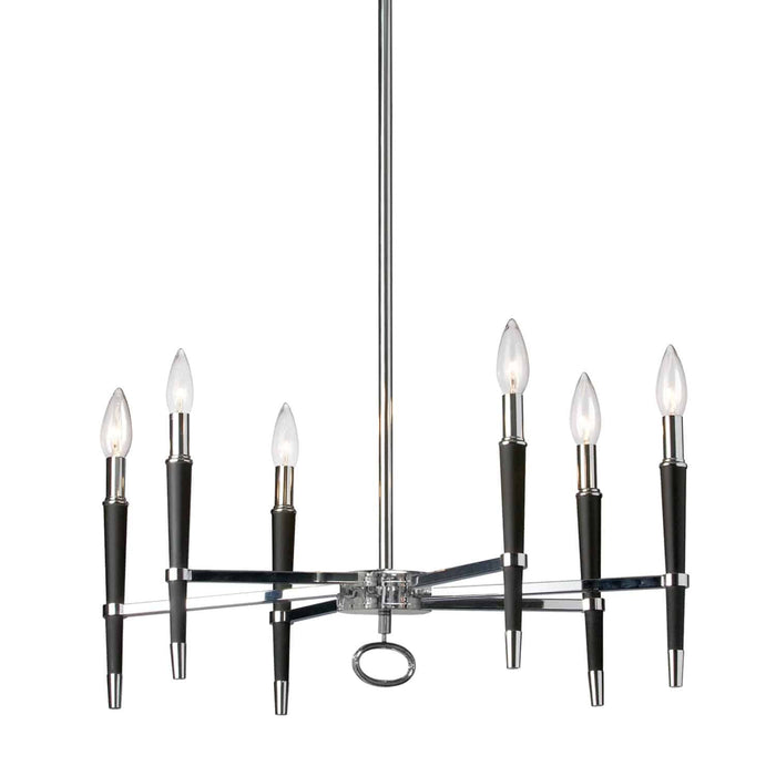 Lustre Langford de Dainolite avec fini chromé poli et 6 ampoules