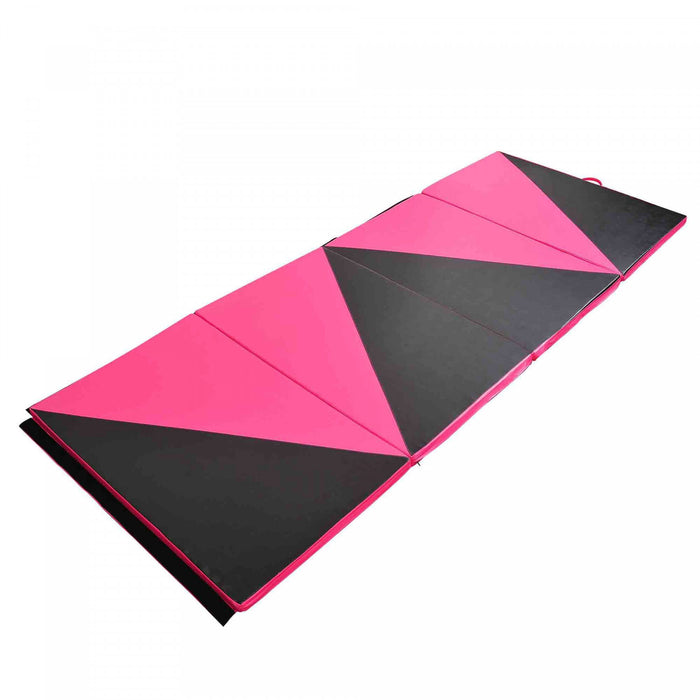 Soozier Tapis De Gymnastique Pliable 10,2 X 25,4 X 5,1 Cm, Tapis D'exercice Avec Poignees De Transport Pour Yoga, Mma, Arts Martiaux, Etirements, Entrainements De Base, Rose Et Noir