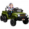 Qaba Voiture Electrique 12v Pour Enfants Avec Telecommande, Suspension A Ressort, Remorque Arriere, Lumiere Led, Musique, Demarrage Progressif, Klaxon, Pour 3-8 Ans, Vert Fonce