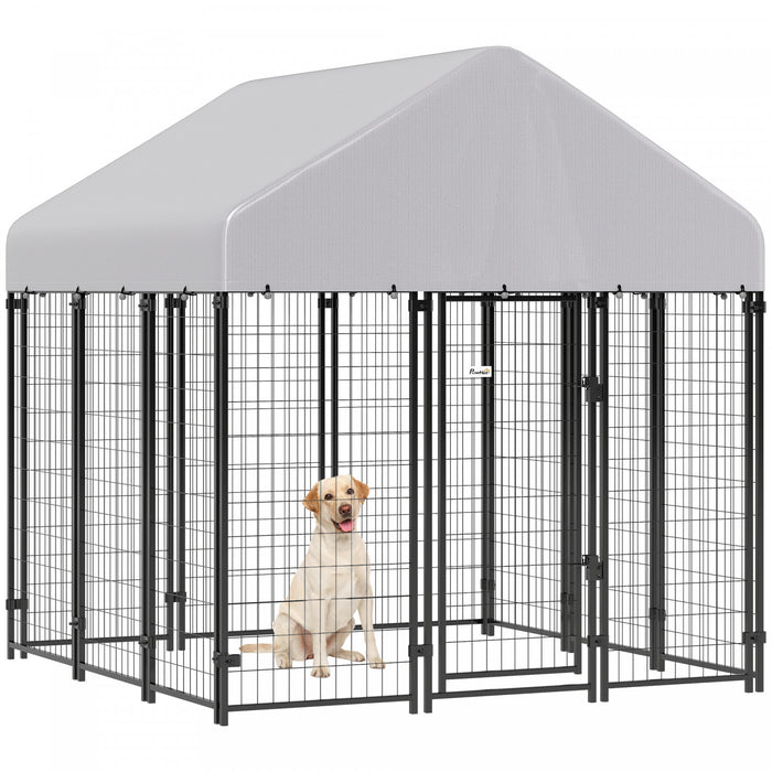 Grand chenil exterieur pour chiens, cloture en acier, 1,83 x 1,83 x 1,83 m