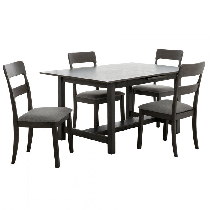 Ensemble de salle a manger extensible Ashford 5 pieces en bois massif avec rallonge autorangeable (4 a 6 places)