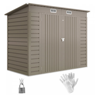 Outsunny 8 X 4ft Metal Garden Storage Shed With 2 Vents, Light Grey|Outsunny Abri De Jardin En Metal Galvanise 8 X 4 Pieds Avec 2 Events, Gris