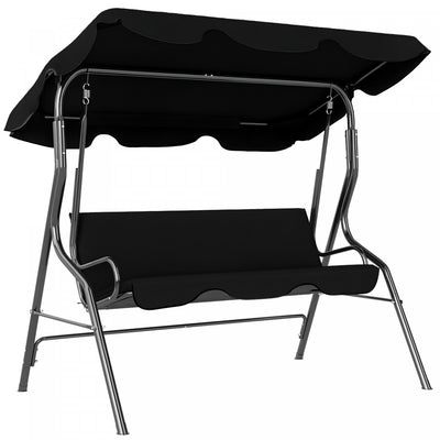 Outsunny 3-Seat Patio Swing, Outdoor Swing with Adjustable Canopy