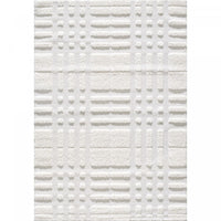 Carpette à poil long Lola crème à motif écossais - 6 pi 7 po x 9 pi 6 po