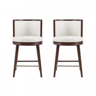 Evalyn Modern Wood Upholstered Counter Stool in White - Set of 2 | Tabouret de comptoir moderne en bois et tissu Evalyn blanc - Lot de 2