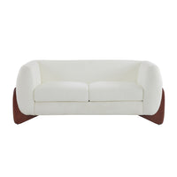 Lillian Canape deux places moderne en bois massif avec revetement en boucle, assise confortable, beige