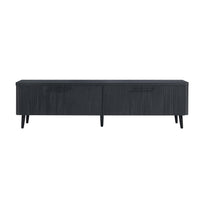 Meuble TV Jodie style milieu du siecle a cannelures, 175 cm, gris charbon