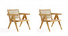Fauteuil d’appoint en bois avec dossier en cannage style industriel chic Hamlet, naturel – Lot de 2