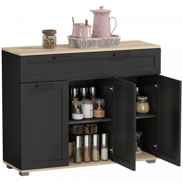 HOMCOM Buffet avec Tiroir et Etageres Ajustables, Noir