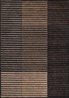 Tapis Maverick beige, brun et noir a rayures, 5'3\" x 7'7\"