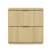 Table de nuit Clive style milieu du siecle 56 cm en naturel et dore (2 tiroirs)