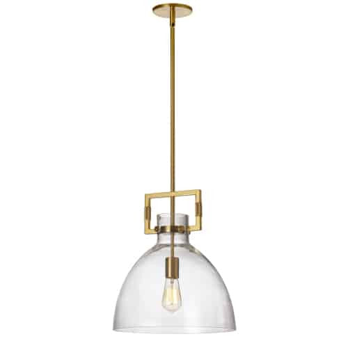 Luminaire suspendu Liberty de Dainolite avec fini laiton vieilli et 1 ampoule