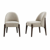 Chaise laterale contemporaine moderne Oslo en bois et chenille taupe - Lot de 2